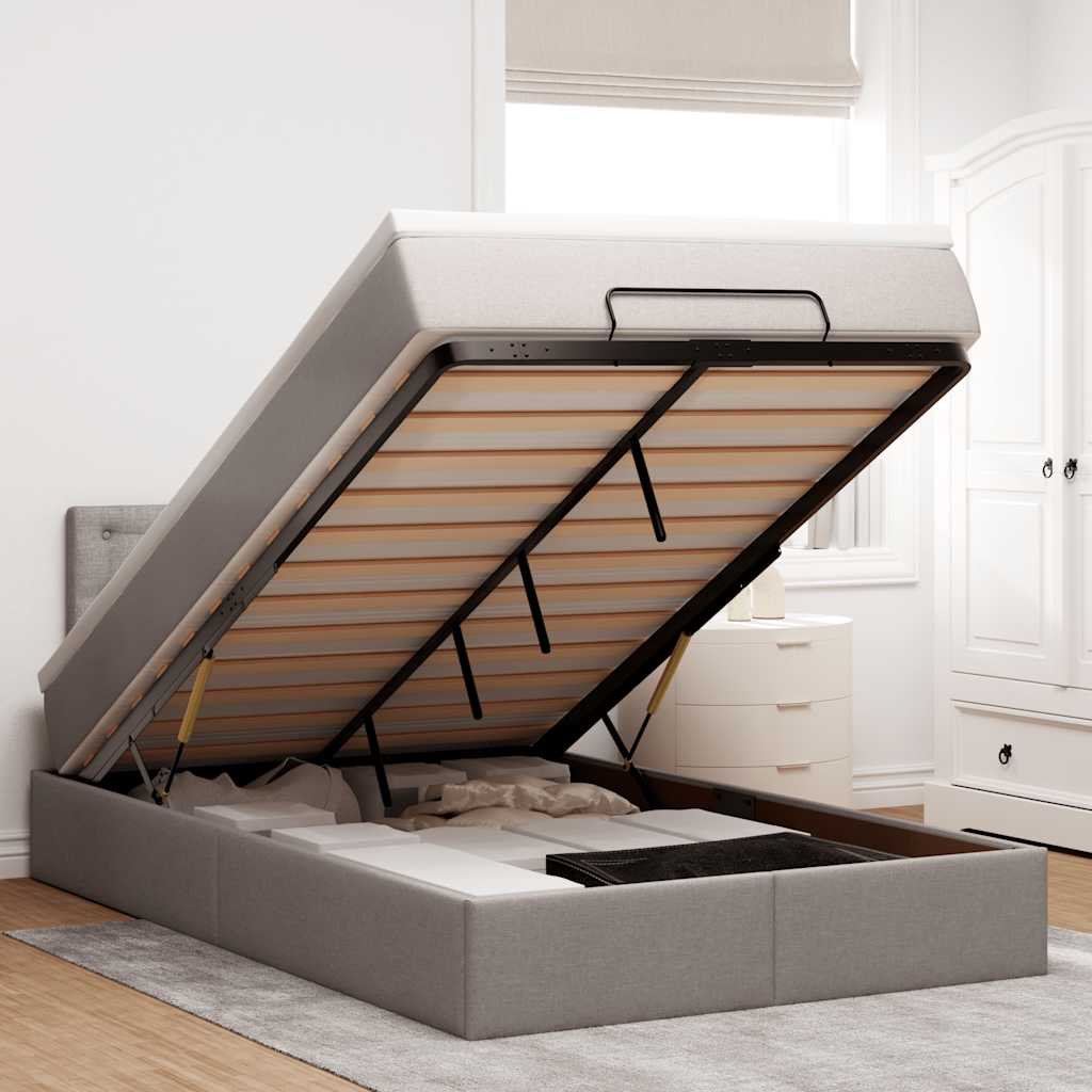 Ottoman bed met matras 120x190 cm stof taupe is nu te koop bij PeponiXL, paradijselijk wonen!