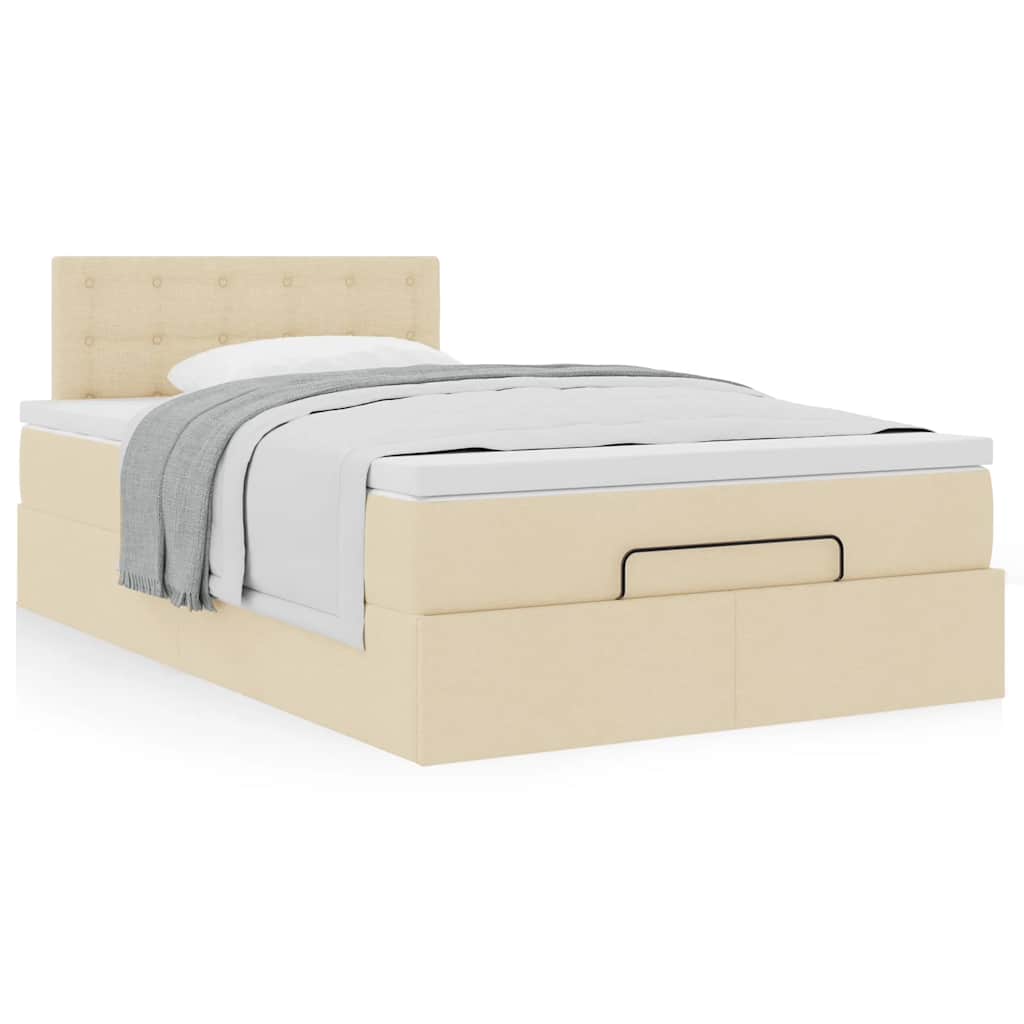 Ottoman bed met matras 120x190cm stof crèmekleurig is nu te koop bij PeponiXL, paradijselijk wonen!