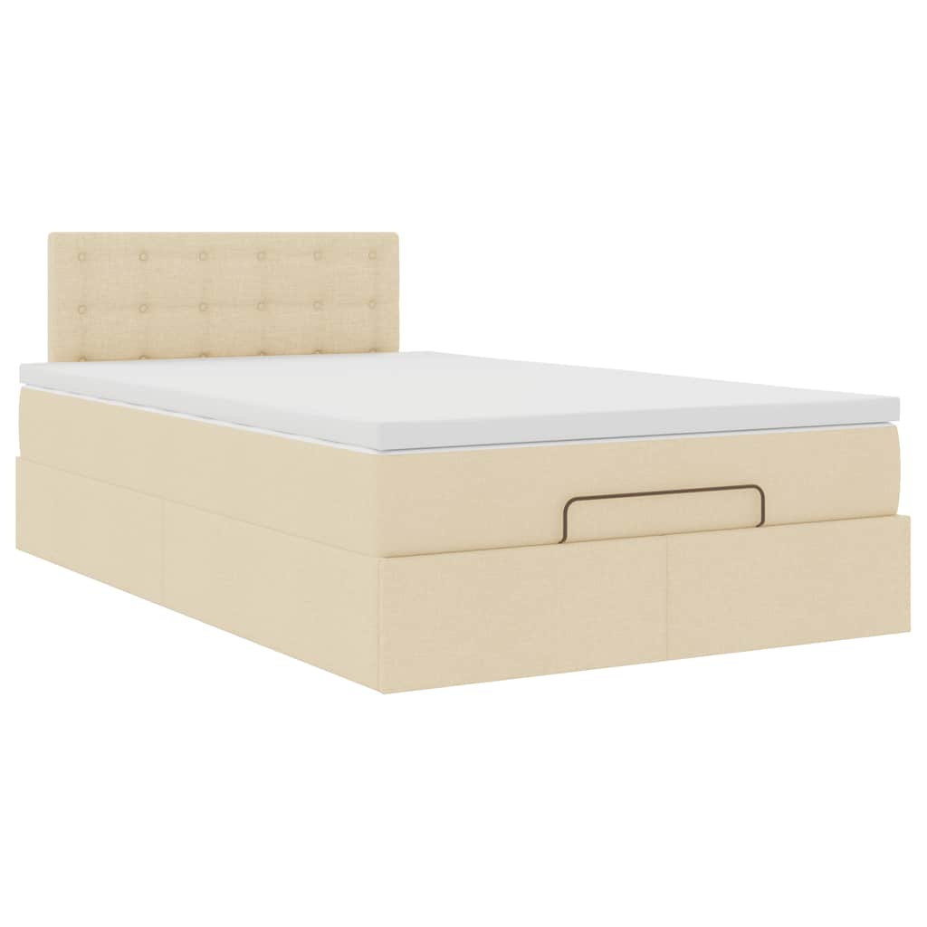 Ottoman bed met matras 120x190cm stof crèmekleurig is nu te koop bij PeponiXL, paradijselijk wonen!
