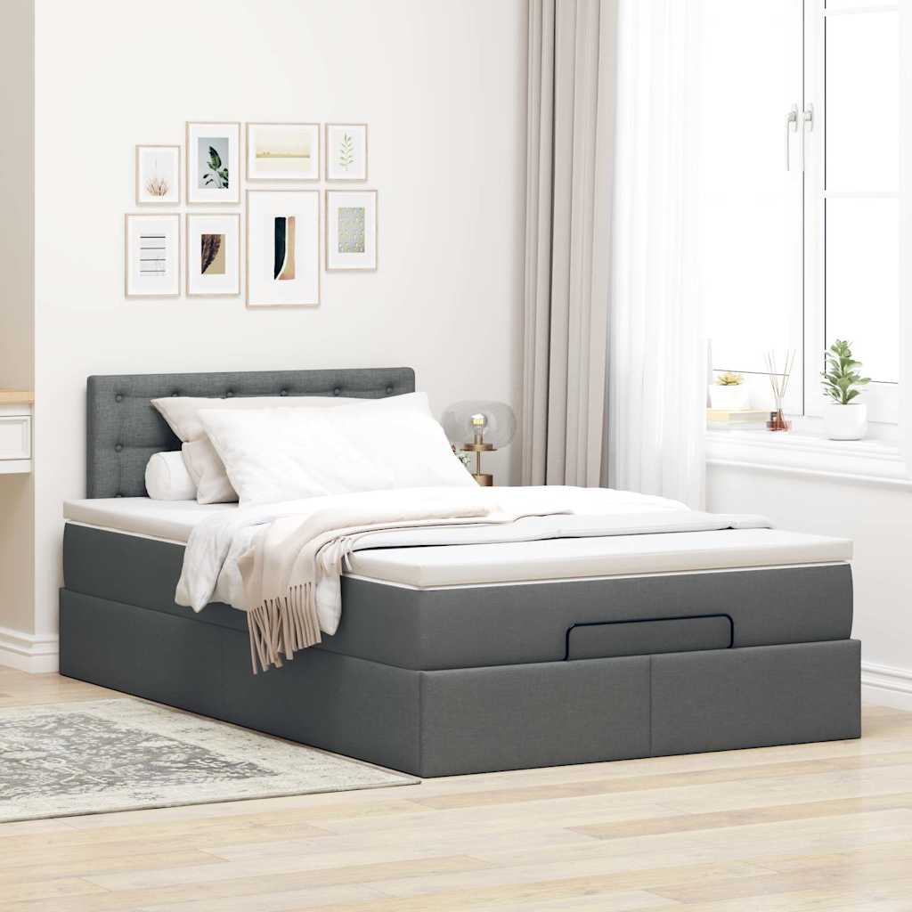 Bed met matras 120x200 cm stof donkergrijs is nu te koop bij PeponiXL, paradijselijk wonen!
