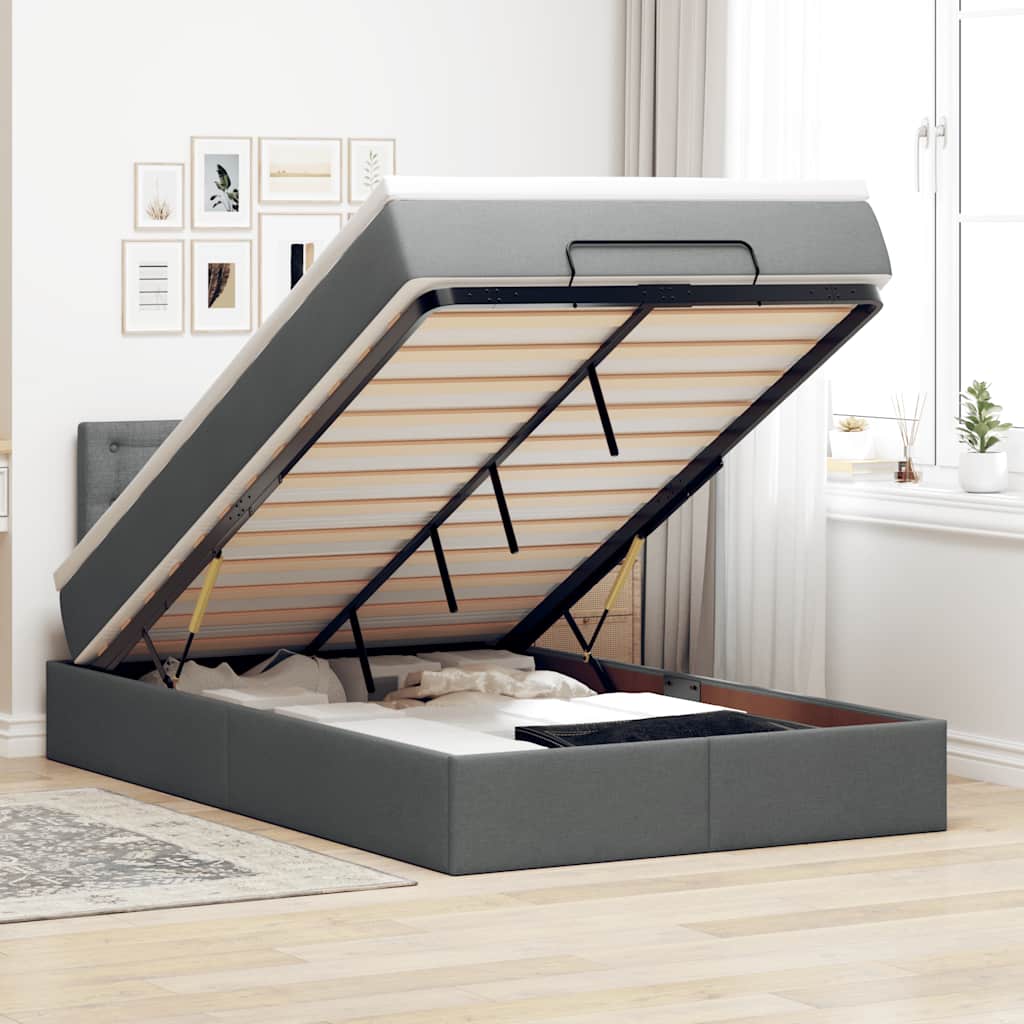 Bed met matras 120x200 cm stof donkergrijs is nu te koop bij PeponiXL, paradijselijk wonen!