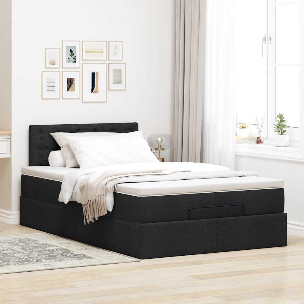 Bed met matras 120x200 cm stof zwart is nu te koop bij PeponiXL, paradijselijk wonen!