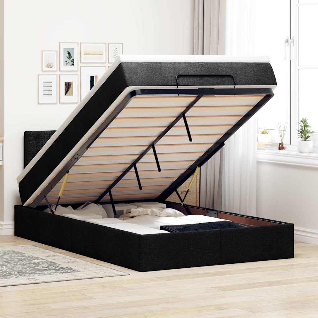 Bed met matras 120x200 cm stof zwart is nu te koop bij PeponiXL, paradijselijk wonen!