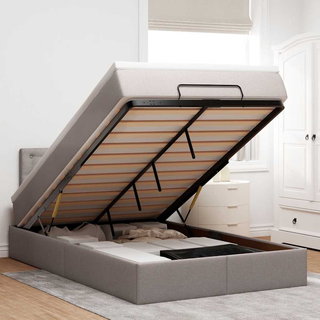 Ottoman bed met matras 120x200cm stof taupe is nu te koop bij PeponiXL, paradijselijk wonen!