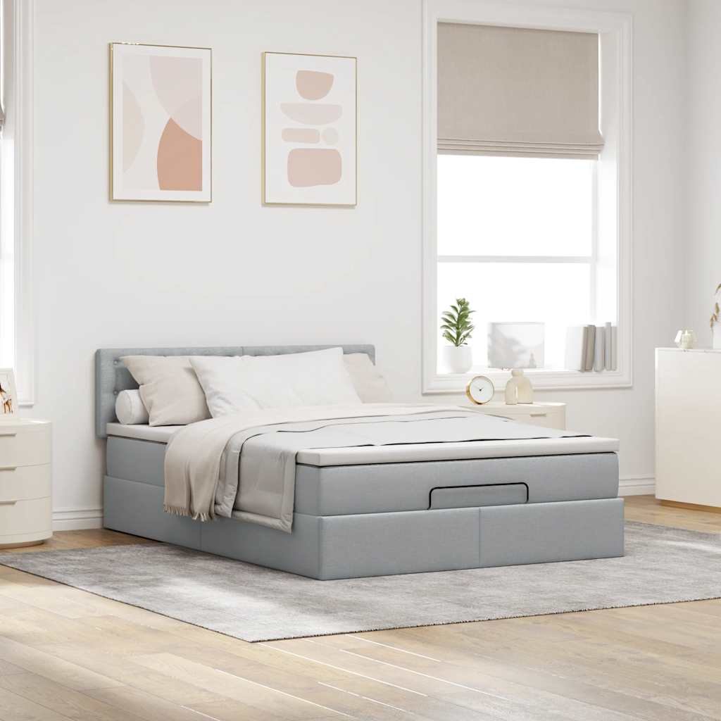 Bed met matras 140x190 cm stof lichtgrijs is nu te koop bij PeponiXL, paradijselijk wonen!