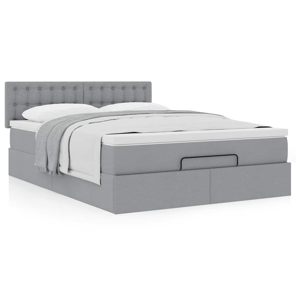 Bed met matras 140x190 cm stof lichtgrijs is nu te koop bij PeponiXL, paradijselijk wonen!