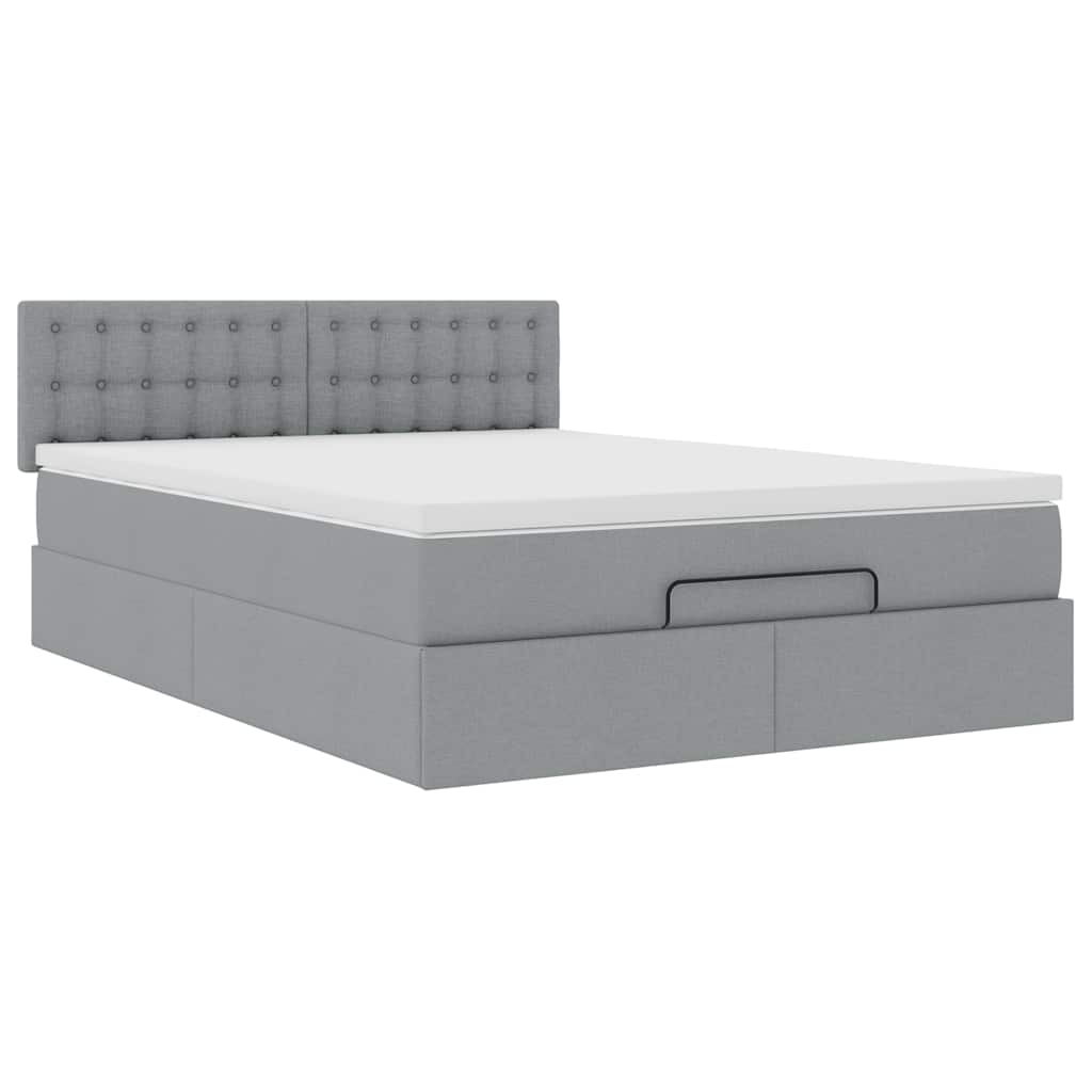 Bed met matras 140x190 cm stof lichtgrijs is nu te koop bij PeponiXL, paradijselijk wonen!