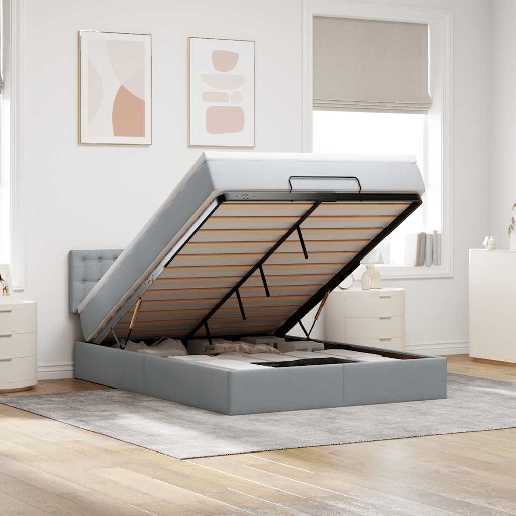 Bed met matras 140x190 cm stof lichtgrijs is nu te koop bij PeponiXL, paradijselijk wonen!