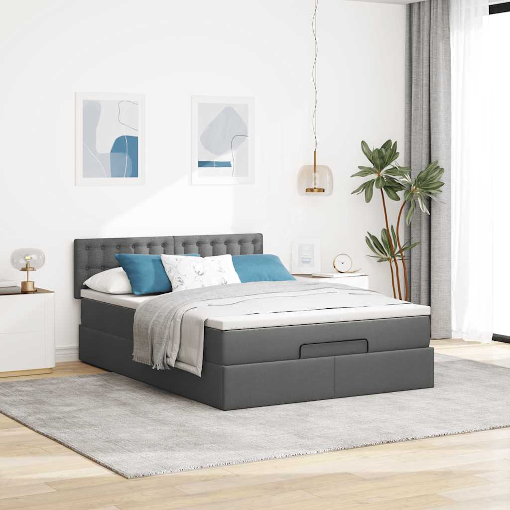 Bed met matras 140x190 cm stof donkergrijs is nu te koop bij PeponiXL, paradijselijk wonen!