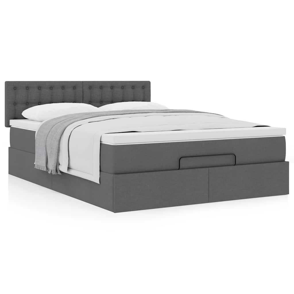 Bed met matras 140x190 cm stof donkergrijs is nu te koop bij PeponiXL, paradijselijk wonen!