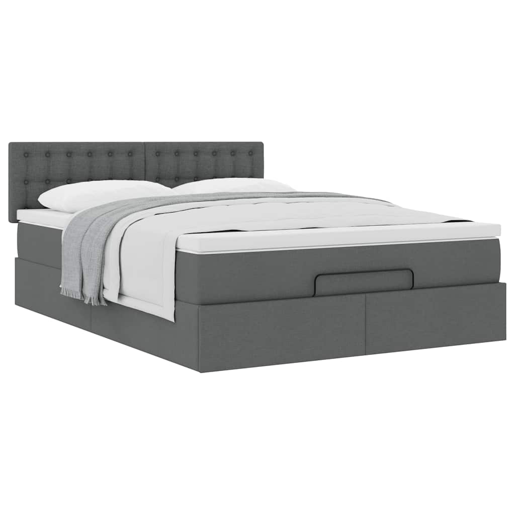 Bed met matras 140x190 cm stof donkergrijs is nu te koop bij PeponiXL, paradijselijk wonen!