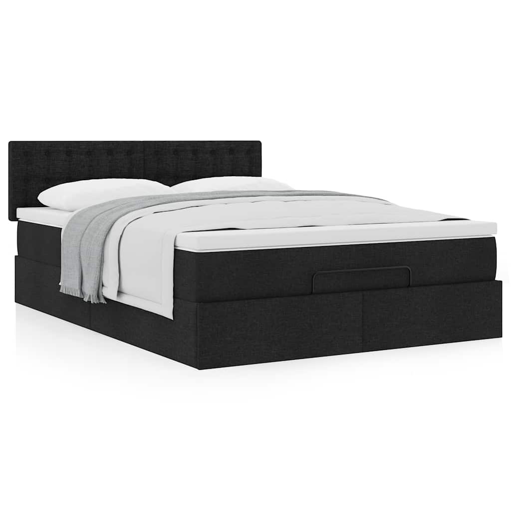 Bed met matras 140x190 cm stof zwart is nu te koop bij PeponiXL, paradijselijk wonen!