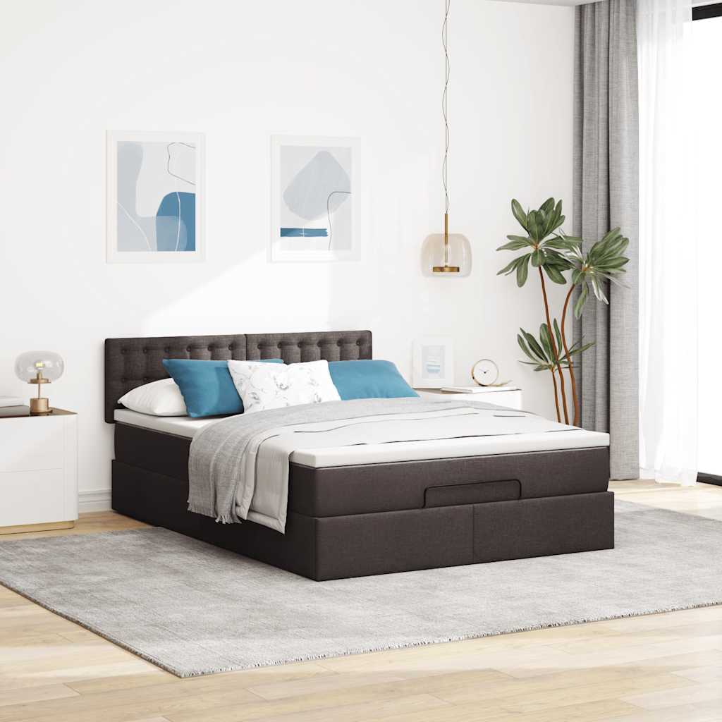 Bed met matras 140x190 cm stof donkerbruin is nu te koop bij PeponiXL, paradijselijk wonen!