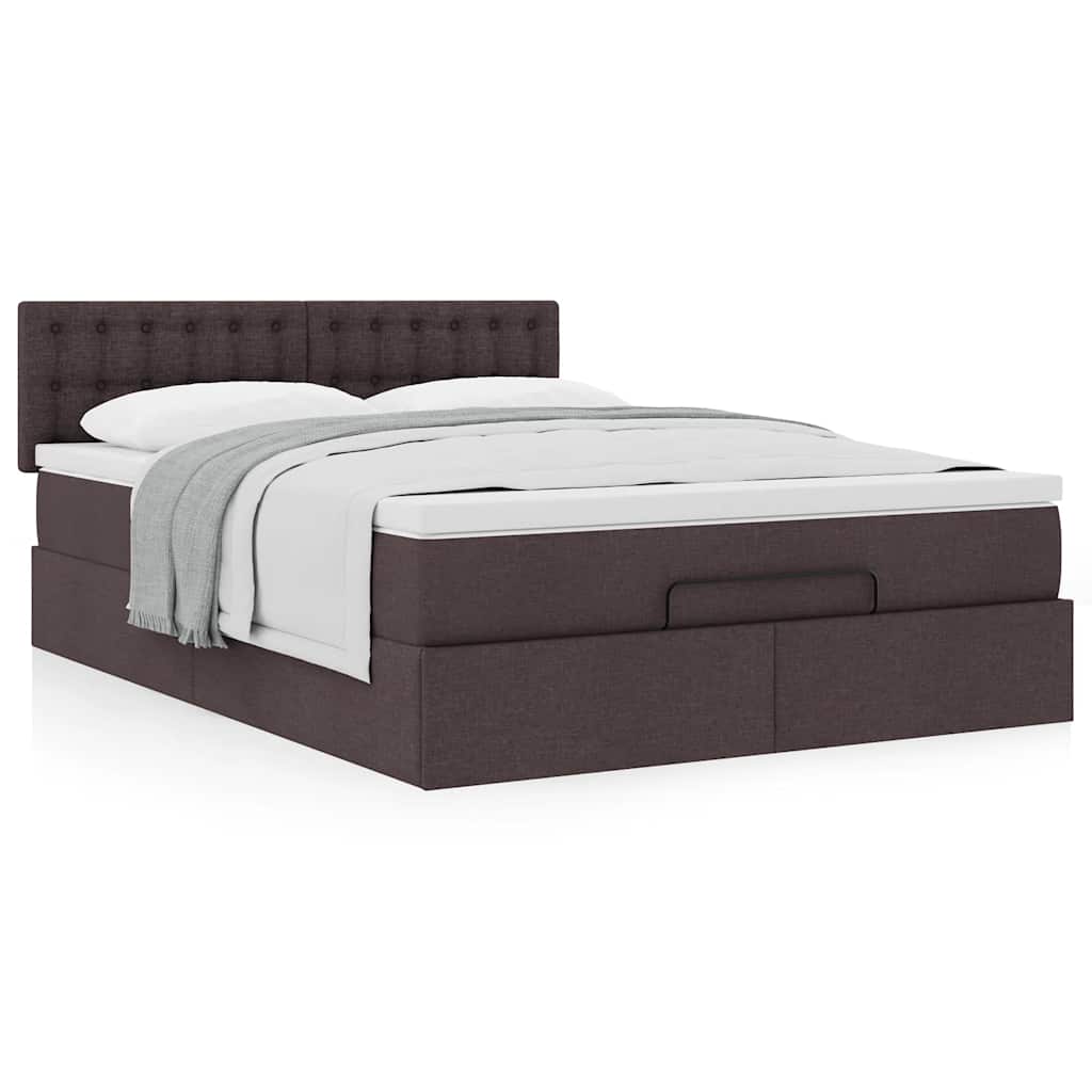 Bed met matras 140x190 cm stof donkerbruin is nu te koop bij PeponiXL, paradijselijk wonen!