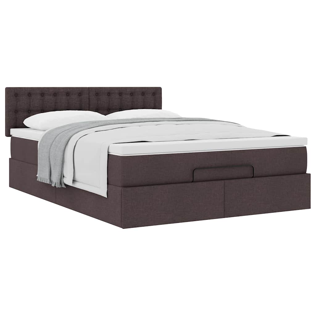Bed met matras 140x190 cm stof donkerbruin is nu te koop bij PeponiXL, paradijselijk wonen!