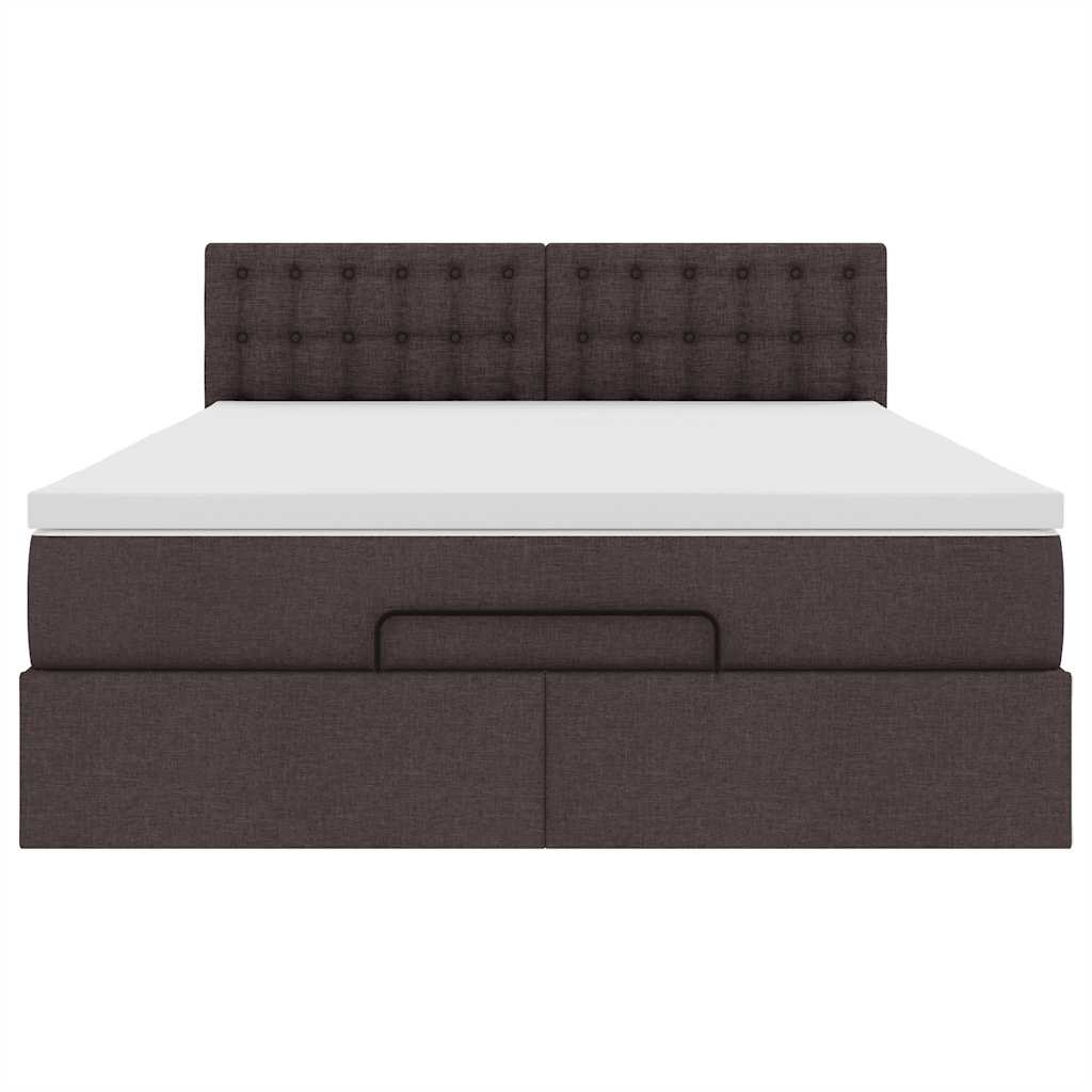 Bed met matras 140x190 cm stof donkerbruin is nu te koop bij PeponiXL, paradijselijk wonen!