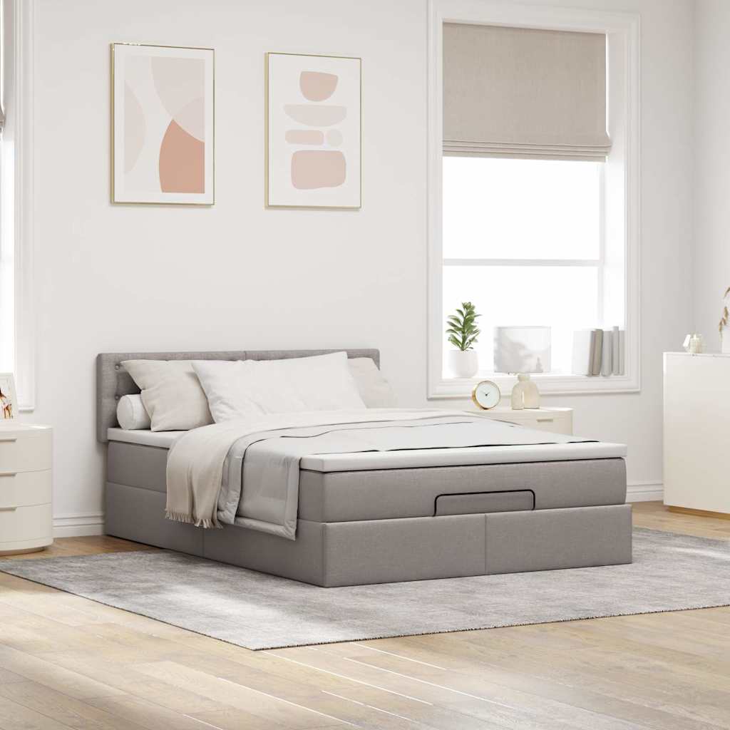 Bed met matras 140x190 cm stof taupe is nu te koop bij PeponiXL, paradijselijk wonen!