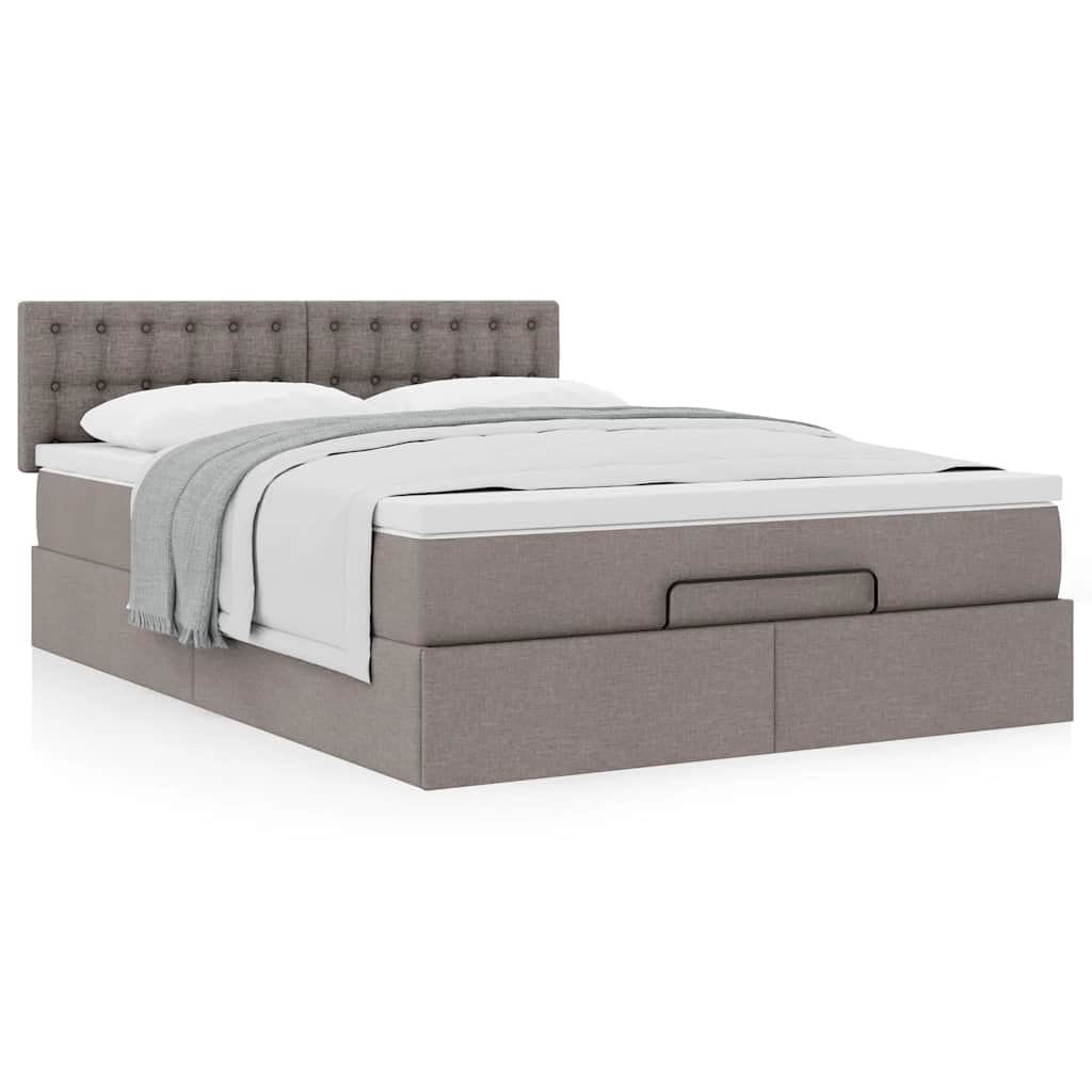 Bed met matras 140x190 cm stof taupe is nu te koop bij PeponiXL, paradijselijk wonen!