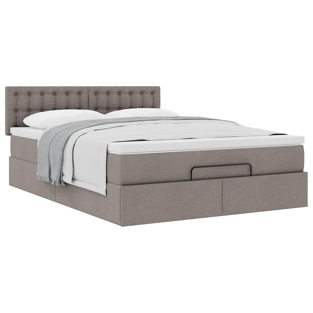 Bed met matras 140x190 cm stof taupe is nu te koop bij PeponiXL, paradijselijk wonen!