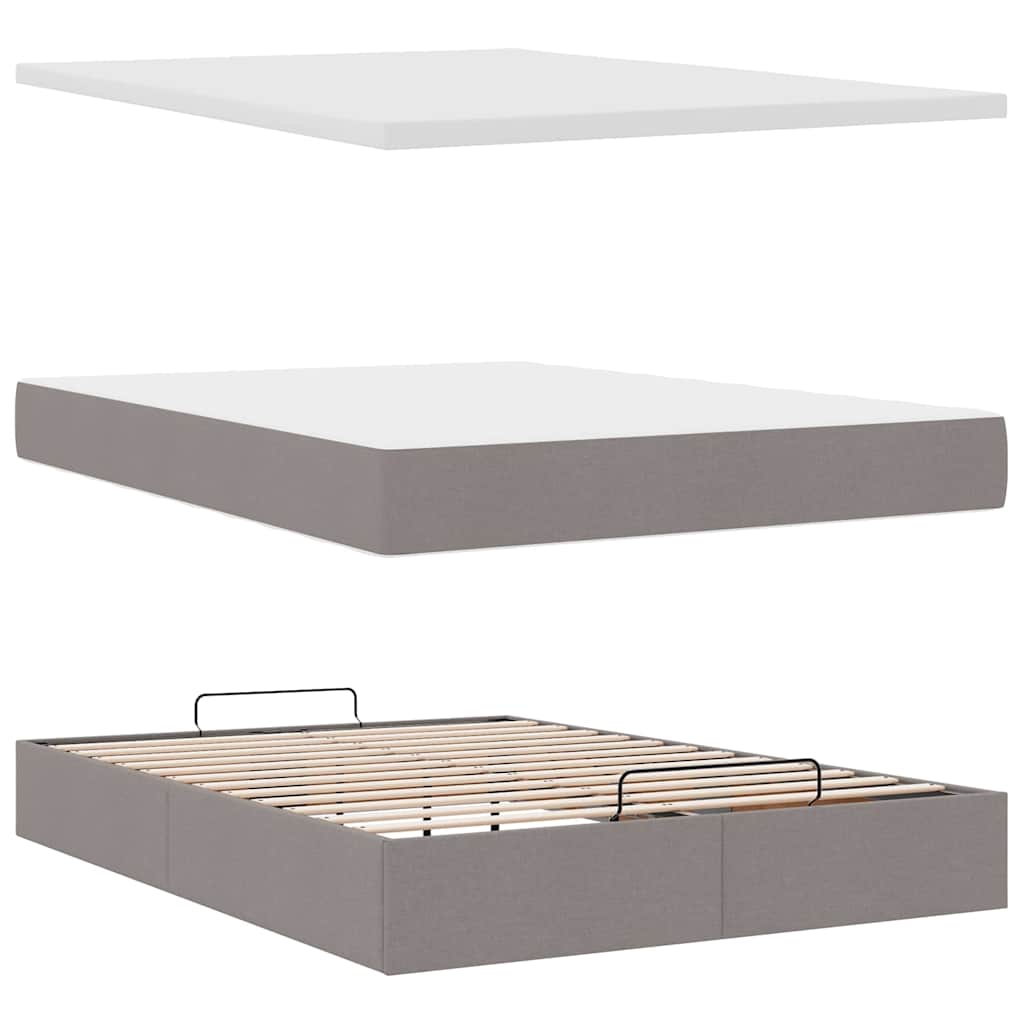 Bed met matras 140x190 cm stof taupe is nu te koop bij PeponiXL, paradijselijk wonen!