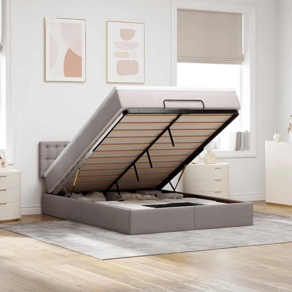 Bed met matras 140x190 cm stof taupe is nu te koop bij PeponiXL, paradijselijk wonen!