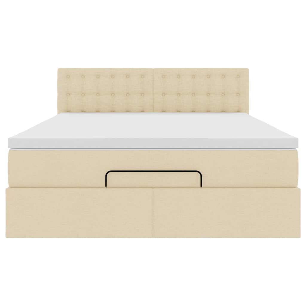 Bed met matras 140x190 cm stof crèmekleurig is nu te koop bij PeponiXL, paradijselijk wonen!