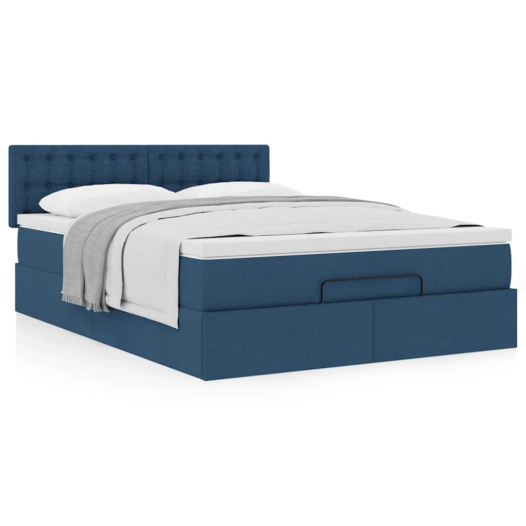 Bed met matras 140x190 cm stof blauw is nu te koop bij PeponiXL, paradijselijk wonen!