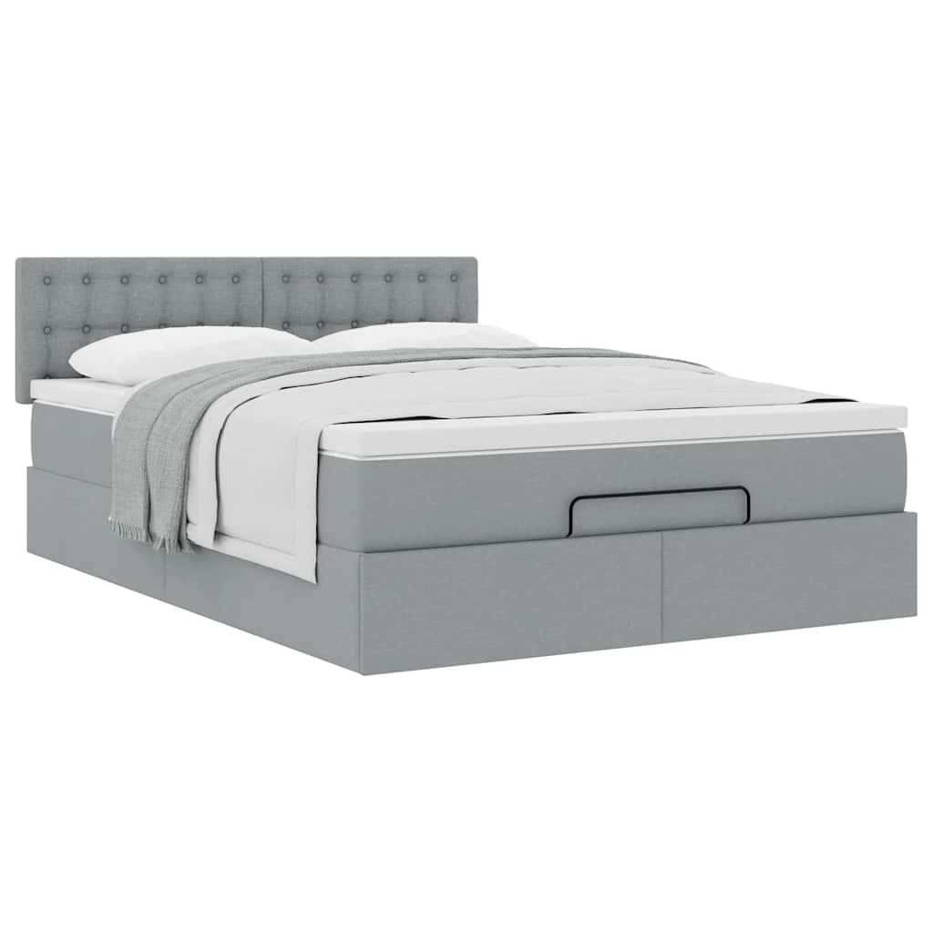 Ottoman bed met matras 140x200cm stof lichtgrijs is nu te koop bij PeponiXL, paradijselijk wonen!
