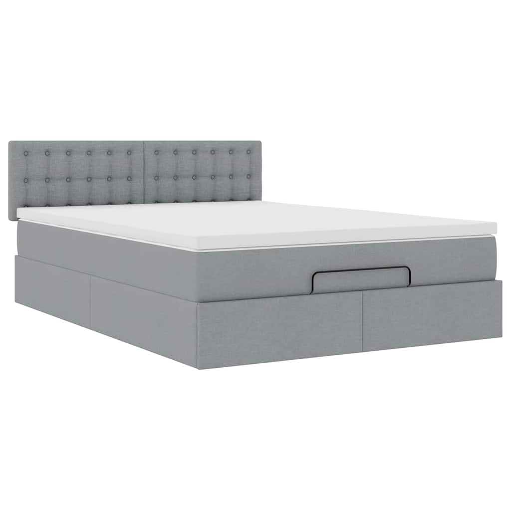 Ottoman bed met matras 140x200cm stof lichtgrijs is nu te koop bij PeponiXL, paradijselijk wonen!