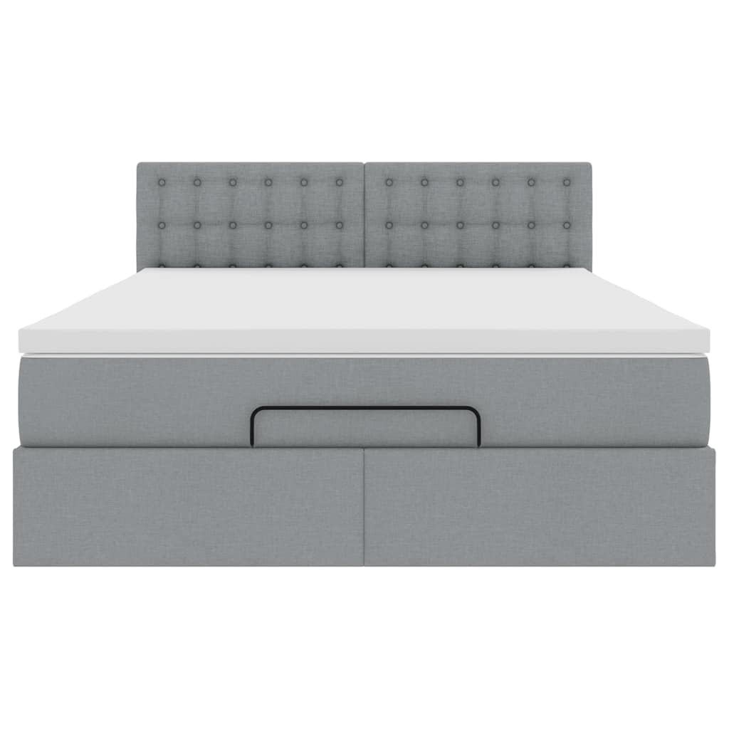 Ottoman bed met matras 140x200cm stof lichtgrijs is nu te koop bij PeponiXL, paradijselijk wonen!