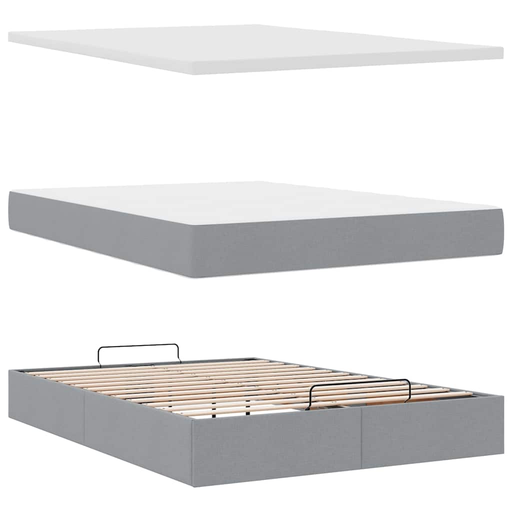 Ottoman bed met matras 140x200cm stof lichtgrijs is nu te koop bij PeponiXL, paradijselijk wonen!
