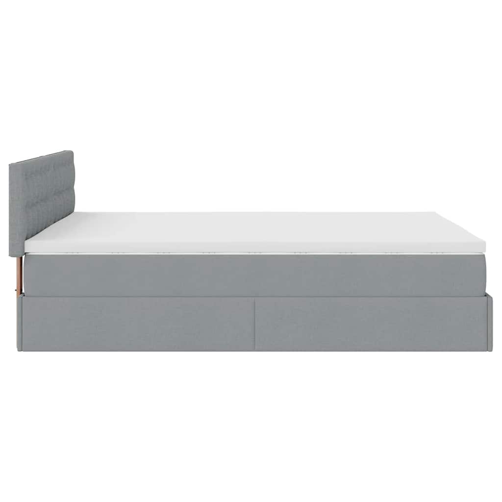 Ottoman bed met matras 140x200cm stof lichtgrijs is nu te koop bij PeponiXL, paradijselijk wonen!