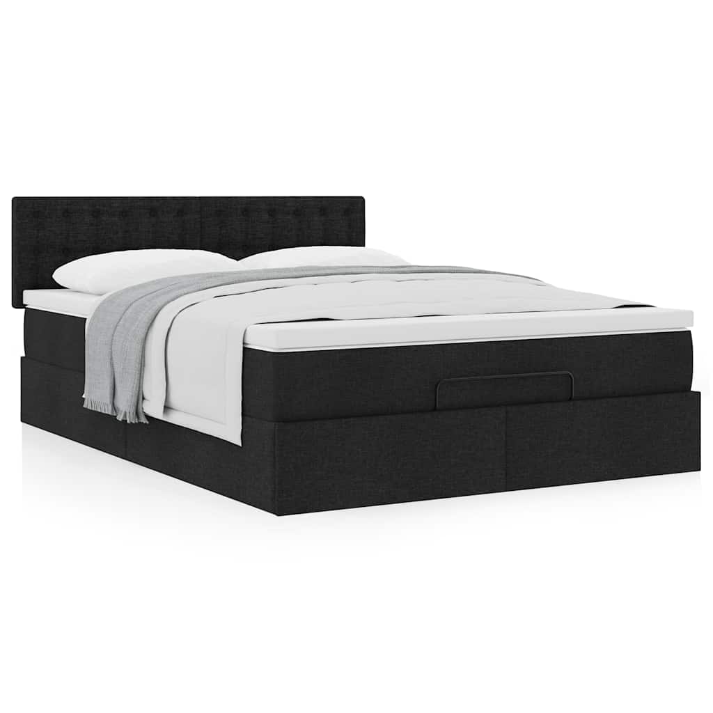 Bed met matras 140x200 cm stof zwart is nu te koop bij PeponiXL, paradijselijk wonen!