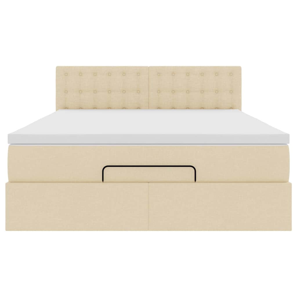Bed met matras 140x200 cm stof crèmekleurig is nu te koop bij PeponiXL, paradijselijk wonen!