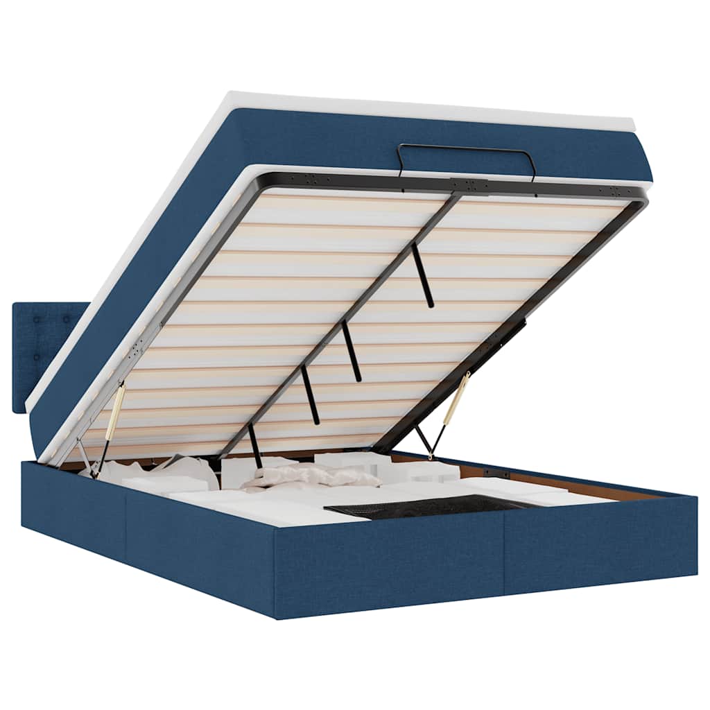 Ottoman bed met matras 140x200cm stof blauw is nu te koop bij PeponiXL, paradijselijk wonen!