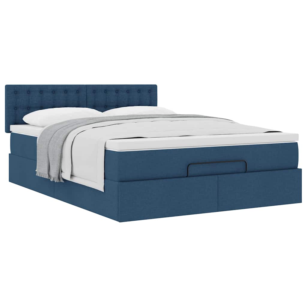 Ottoman bed met matras 140x200cm stof blauw is nu te koop bij PeponiXL, paradijselijk wonen!