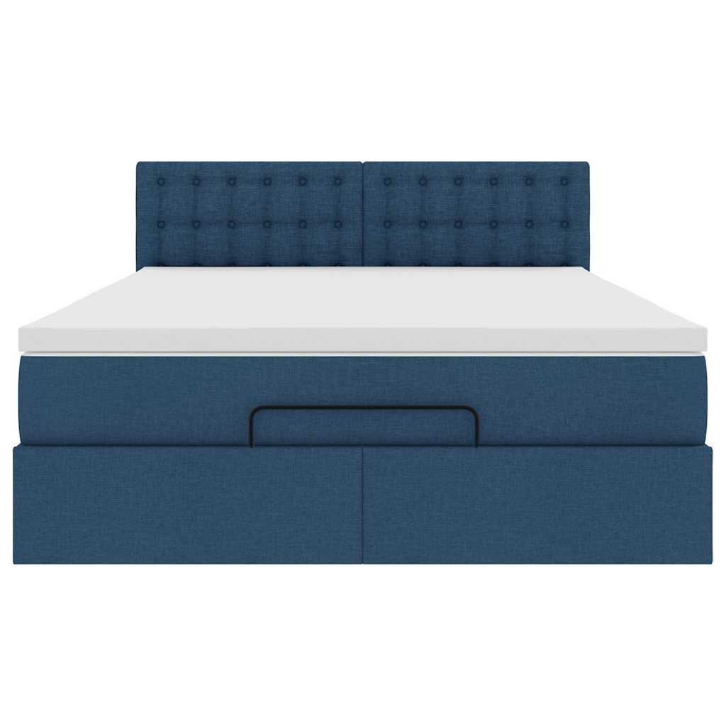 Ottoman bed met matras 140x200cm stof blauw is nu te koop bij PeponiXL, paradijselijk wonen!