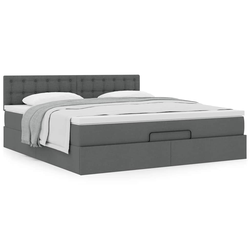 Ottoman bed met matras 160x200cm stof donkergrijs is nu te koop bij PeponiXL, paradijselijk wonen!