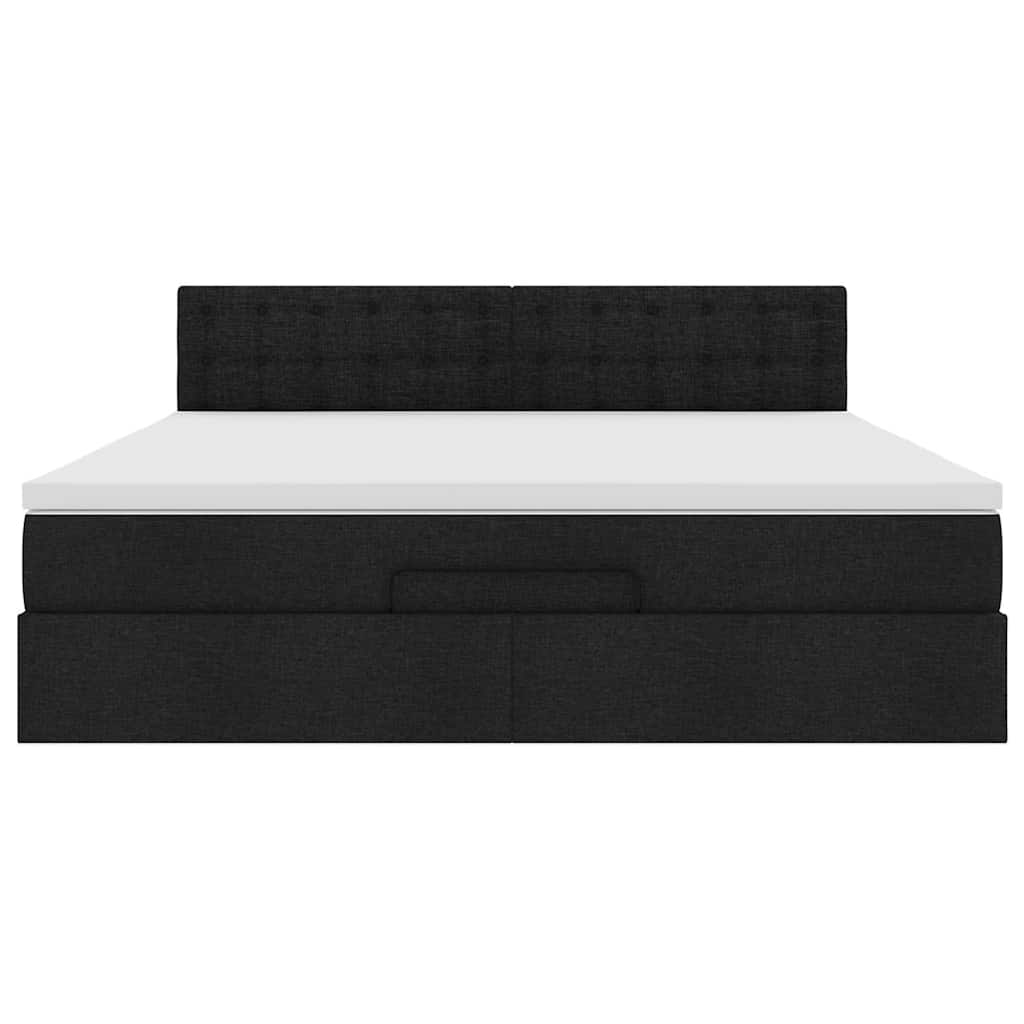 Ottoman bed met matras 160x200cm stof zwart is nu te koop bij PeponiXL, paradijselijk wonen!