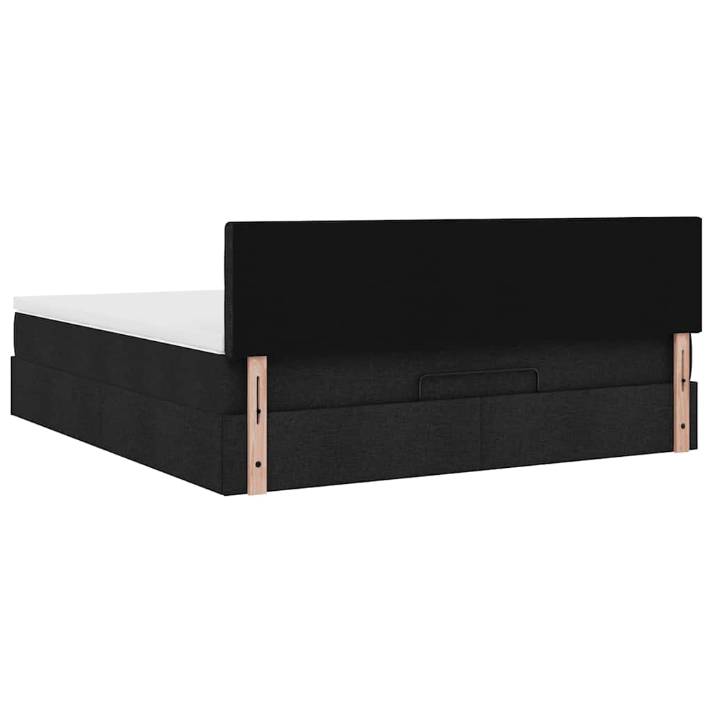 Ottoman bed met matras 160x200cm stof zwart is nu te koop bij PeponiXL, paradijselijk wonen!
