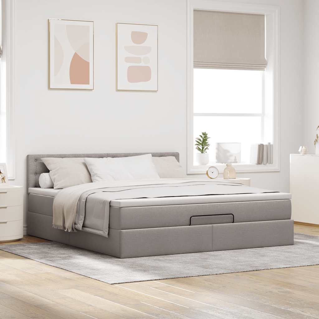 Ottoman bed met matras 160x200cm stof taupe is nu te koop bij PeponiXL, paradijselijk wonen!