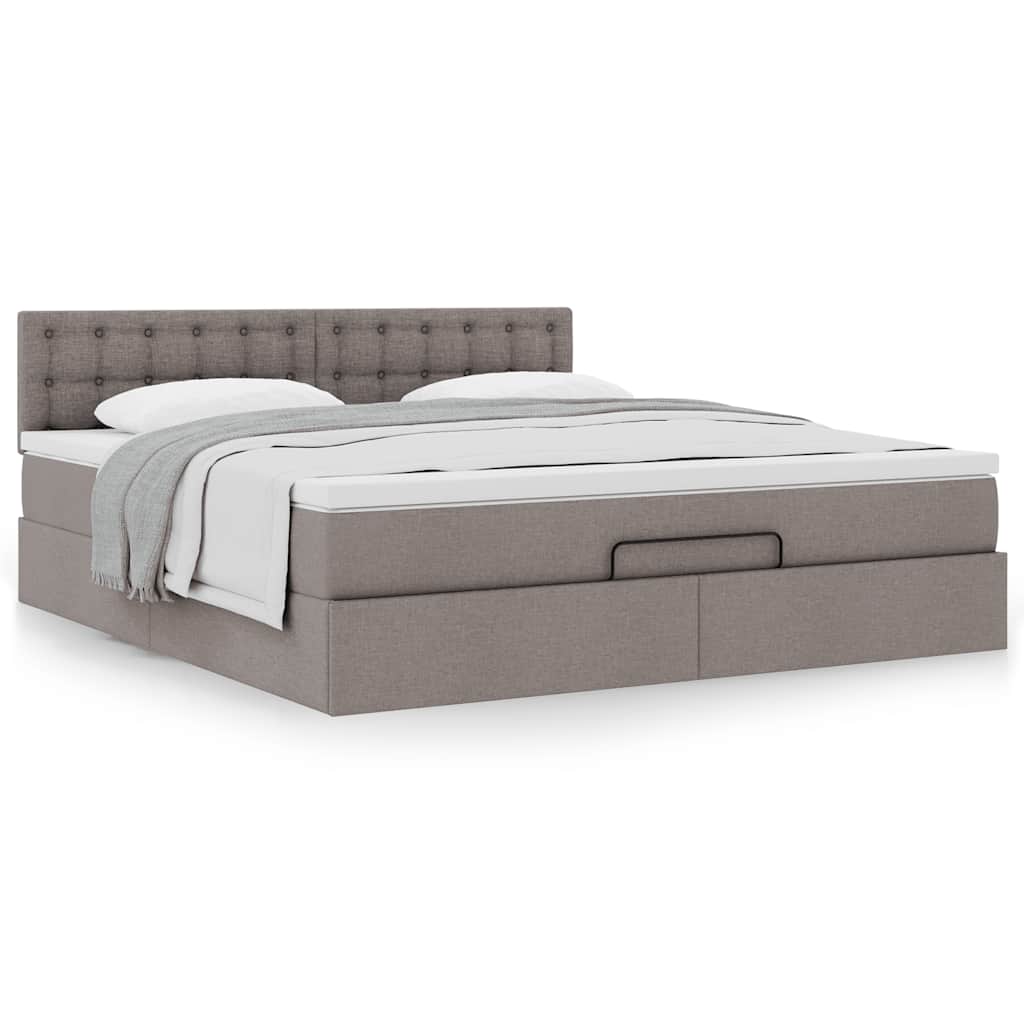 Ottoman bed met matras 160x200cm stof taupe is nu te koop bij PeponiXL, paradijselijk wonen!
