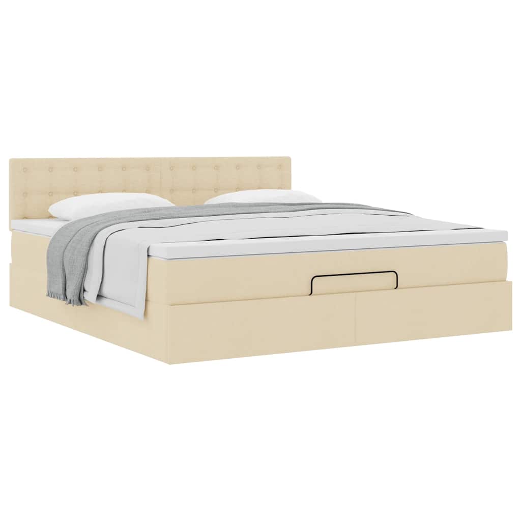 Ottoman bed met matras 160x200cm stof crèmekleurig is nu te koop bij PeponiXL, paradijselijk wonen!