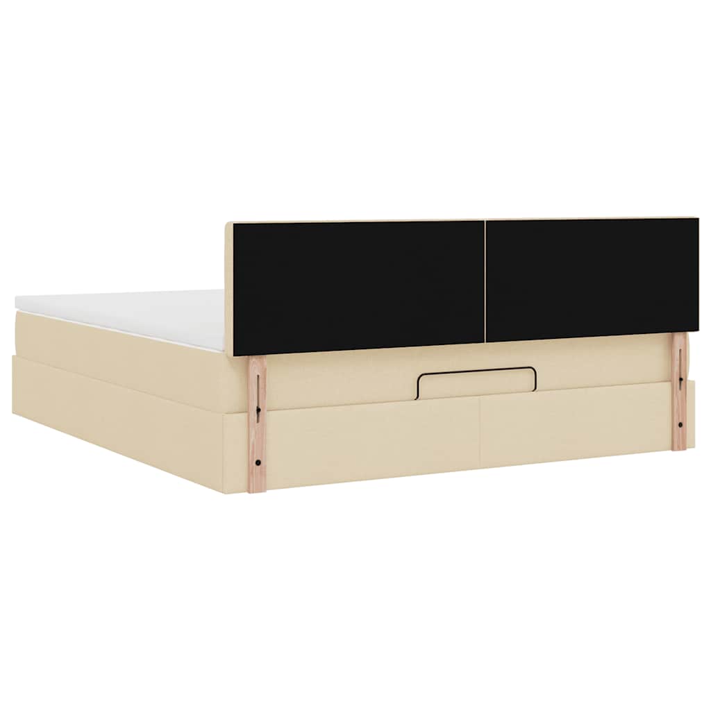 Ottoman bed met matras 160x200cm stof crèmekleurig is nu te koop bij PeponiXL, paradijselijk wonen!
