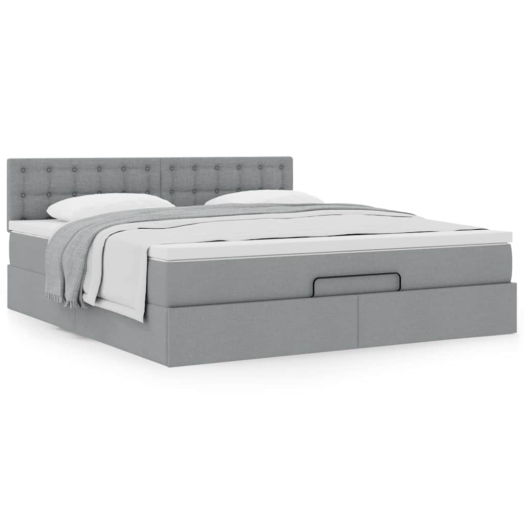 Ottoman bed met matras 180x200cm stof lichtgrijs is nu te koop bij PeponiXL, paradijselijk wonen!