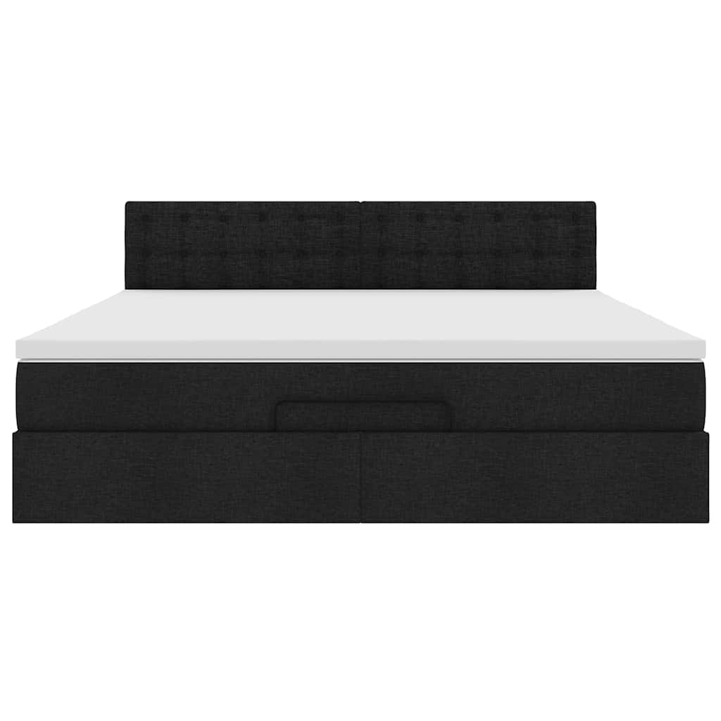Ottoman bed met matras 180x200cm stof zwart is nu te koop bij PeponiXL, paradijselijk wonen!