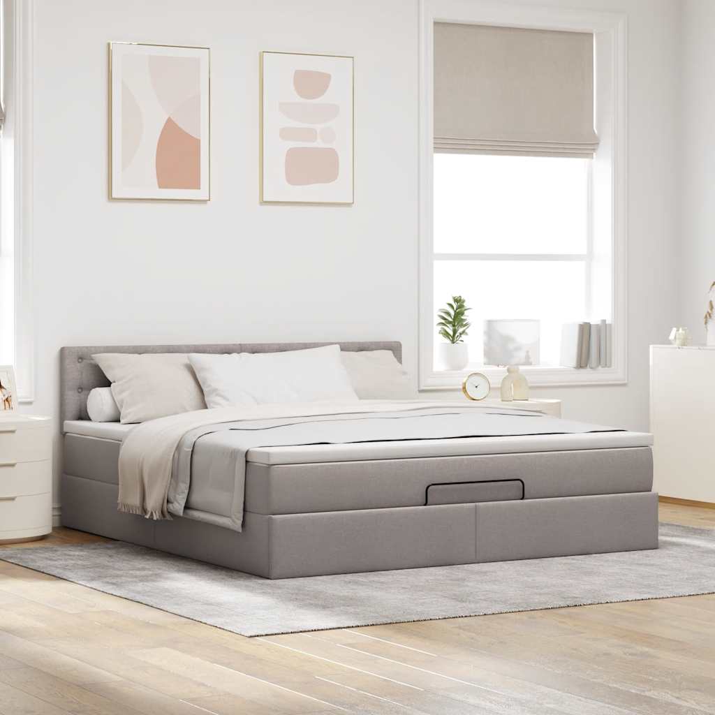 Ottoman bed met matras 180x200cm stof taupe is nu te koop bij PeponiXL, paradijselijk wonen!