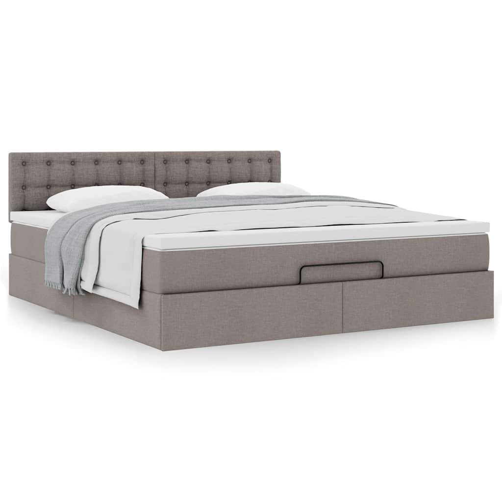 Ottoman bed met matras 180x200cm stof taupe is nu te koop bij PeponiXL, paradijselijk wonen!