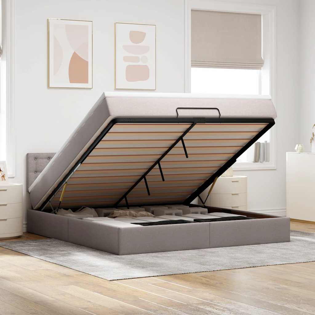 Ottoman bed met matras 180x200cm stof taupe is nu te koop bij PeponiXL, paradijselijk wonen!