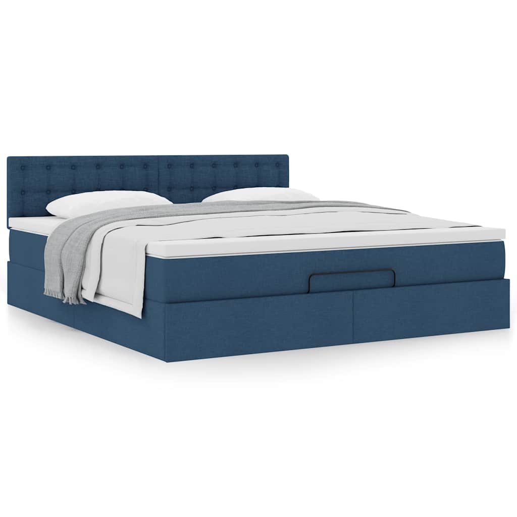 Ottoman bed met matras 180x200cm stof blauw is nu te koop bij PeponiXL, paradijselijk wonen!